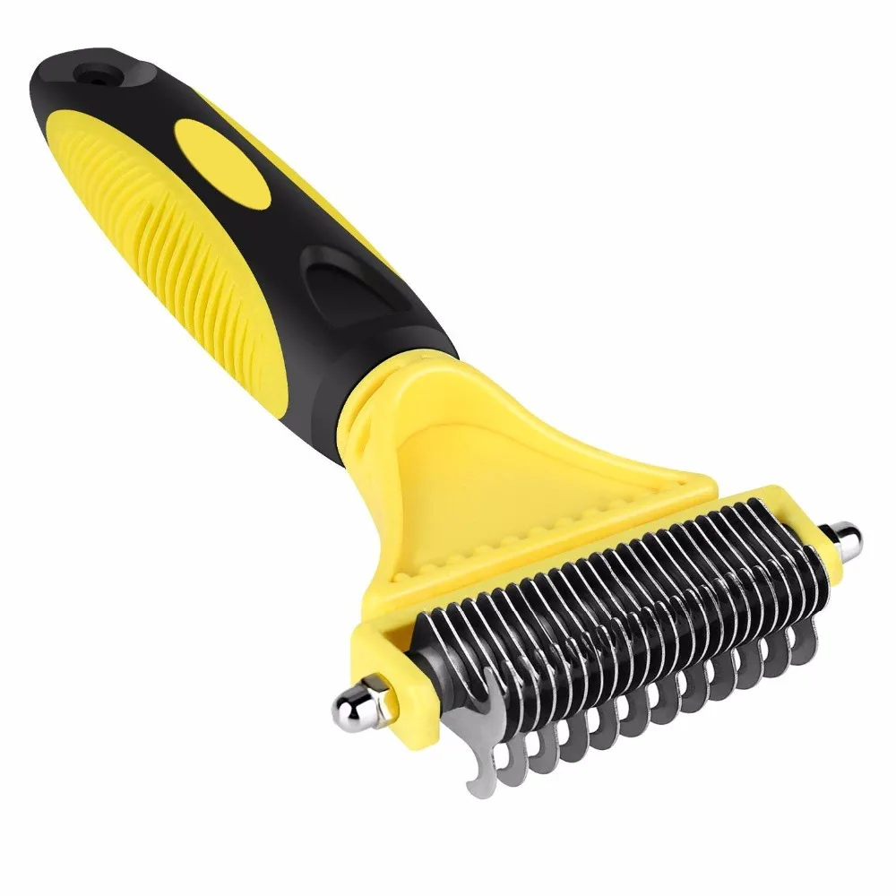 

Gomaomi Double Side Pet Dog Brush Dematting Comb Cat Grooming Deshedding Trimmer Tool Stainless Steel Grooming Brush