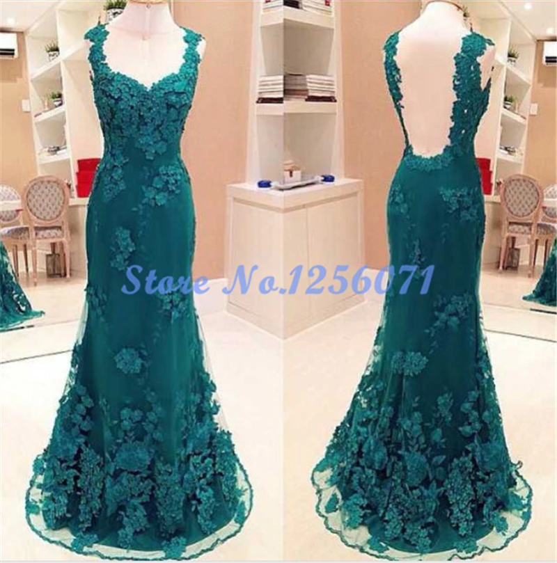 Sexy Backless Mermaid font b Evening b font font b Dresses b font Long Graceful Appliques