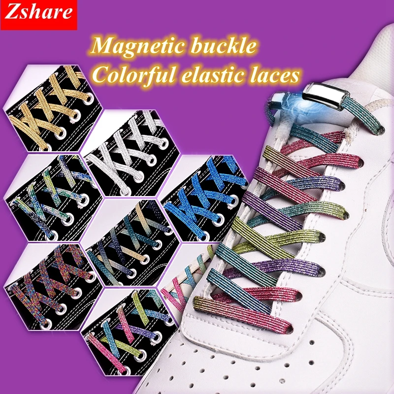 

1Pair New Magnetic Elastic Locking ShoeLaces Special Creative 1Second No Tie Shoes lace Kids Adult Unisex Sneakers Laces strings