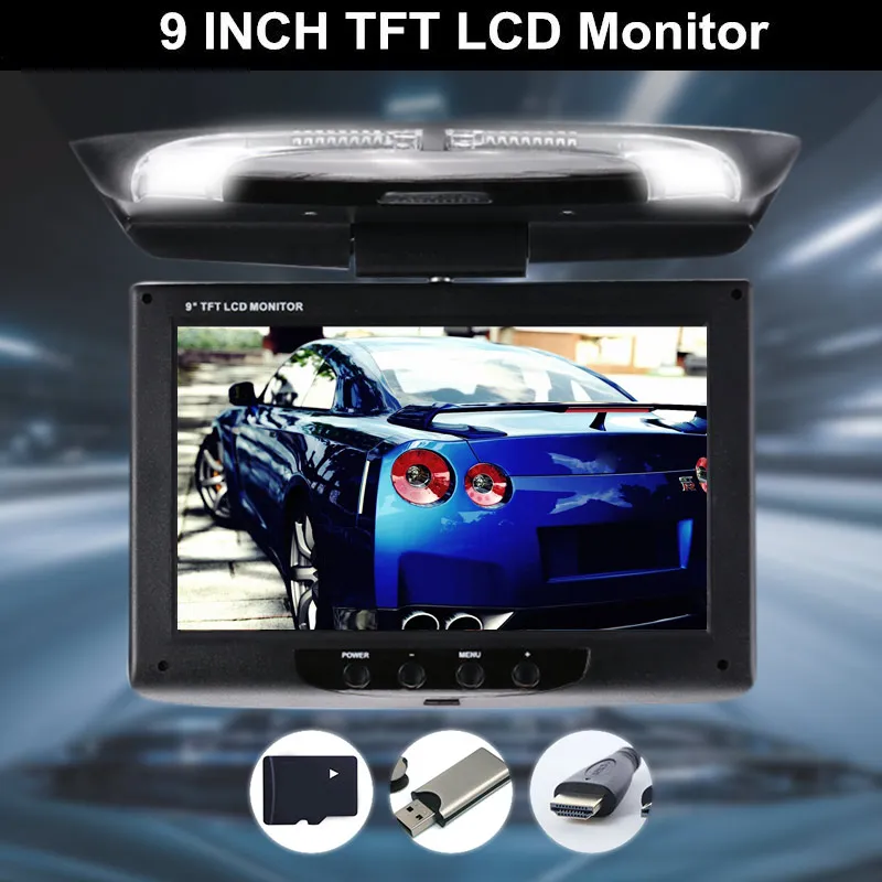 

VEHEMO 9 Inch Ultra-Thin Flip Down Roof Mount Monitor Reversing Image Car Displayer Car DVD Monitor Multimedia Video Display