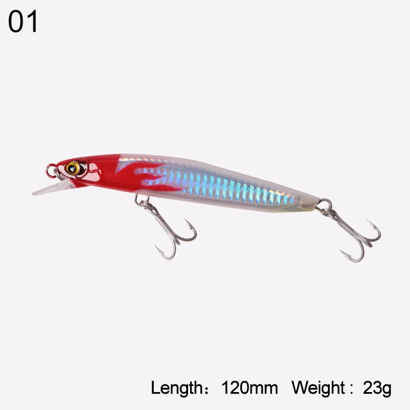 Kingdom Fishing Hard Lure Floating Bait Jerkbait Minnow New Arrival Bass Fishing 120mm 23g, 130mm 30g Strong Hooks Model 7502 - Цвет: color 01 120mm