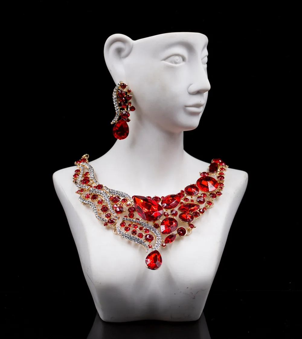 LAN дворец дешевые африканские ювелирные изделия обручальное ожерелье и серьги Свадебные украшения