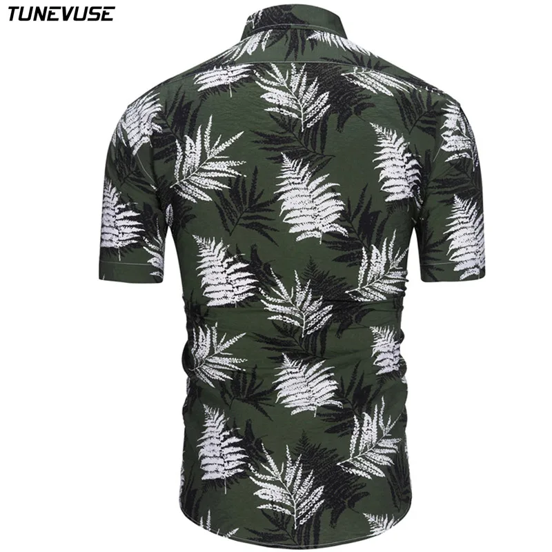 100% القطن الرجال قمصان هاواي الذكور عارضة Camisa الغمد المطبوعة الشاطئ قمصان ألوها قمصان قصيرة الأكمام الصيف حزب قميص
