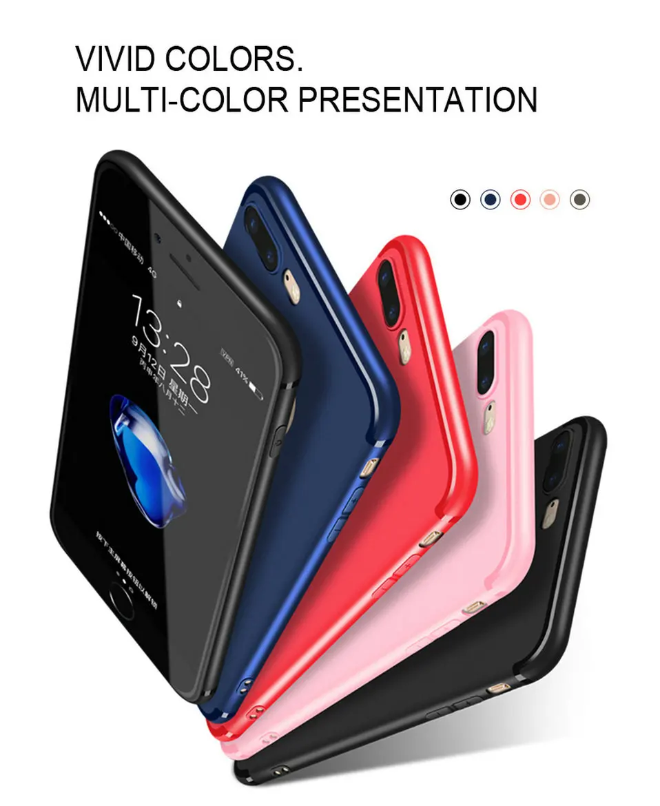 Icoque Plain Fitted Cases for iPhone 7 Case Matte Red Soft Silicone TPU Ultra Thin Cover for iPhone 8 Case 7plus 8 plus Cases    (1)