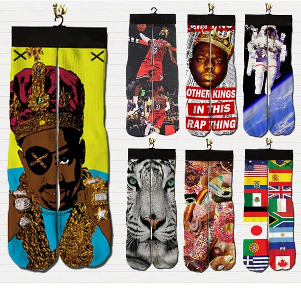 

harajuku men/women socks 3d characters print emoji/2pac/weed/marilyn monroe/Biggie Smalls socks funny graphic socks calcetines