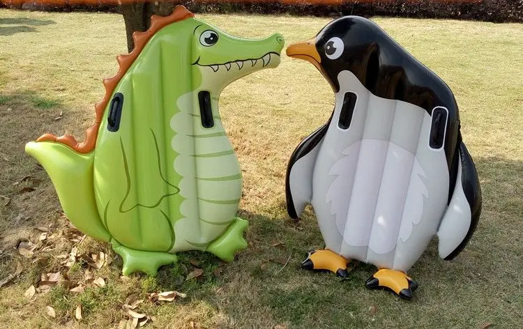 

outdoor inflatable toys Giant Penguin Crocodile Inflatable Children's Summer Beach Kid's Outdoor Floating Mat Boat Toy Swimming