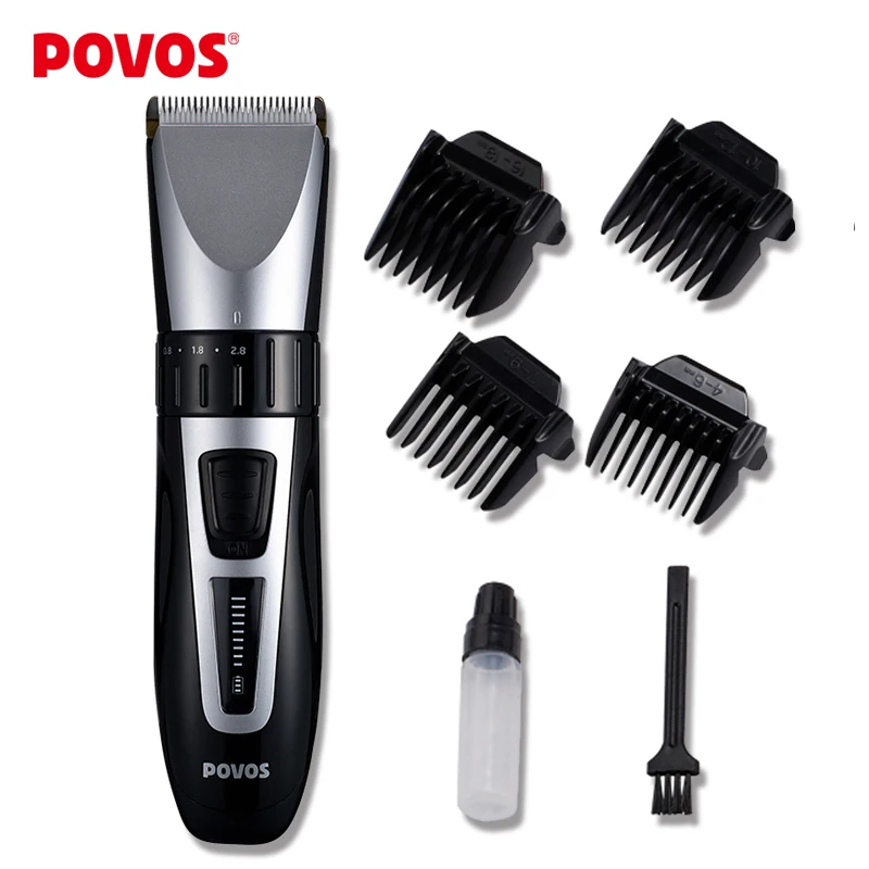 

POVOS Waterproof LED Show Rechargeable Electric Hair Clipper Hair Trimmer With Clean Brush Professional Hair Styling Tools PW231