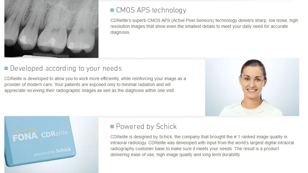 Стоматологический датчик/FONA CDRelite Advanced CMOS APS technology/стоматологический RVG sensor