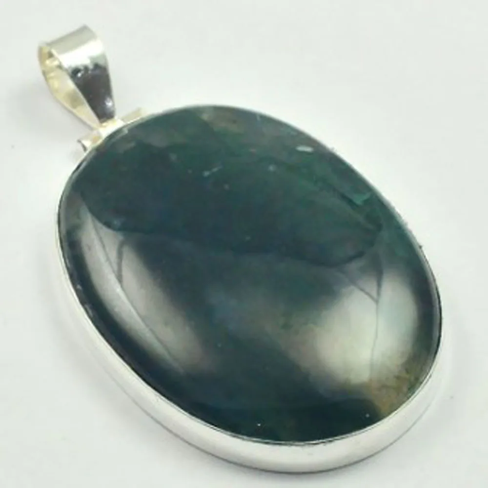 

Moss Agates Pendant Silver Overlay over Copper, Total Length: 61mm , P4328