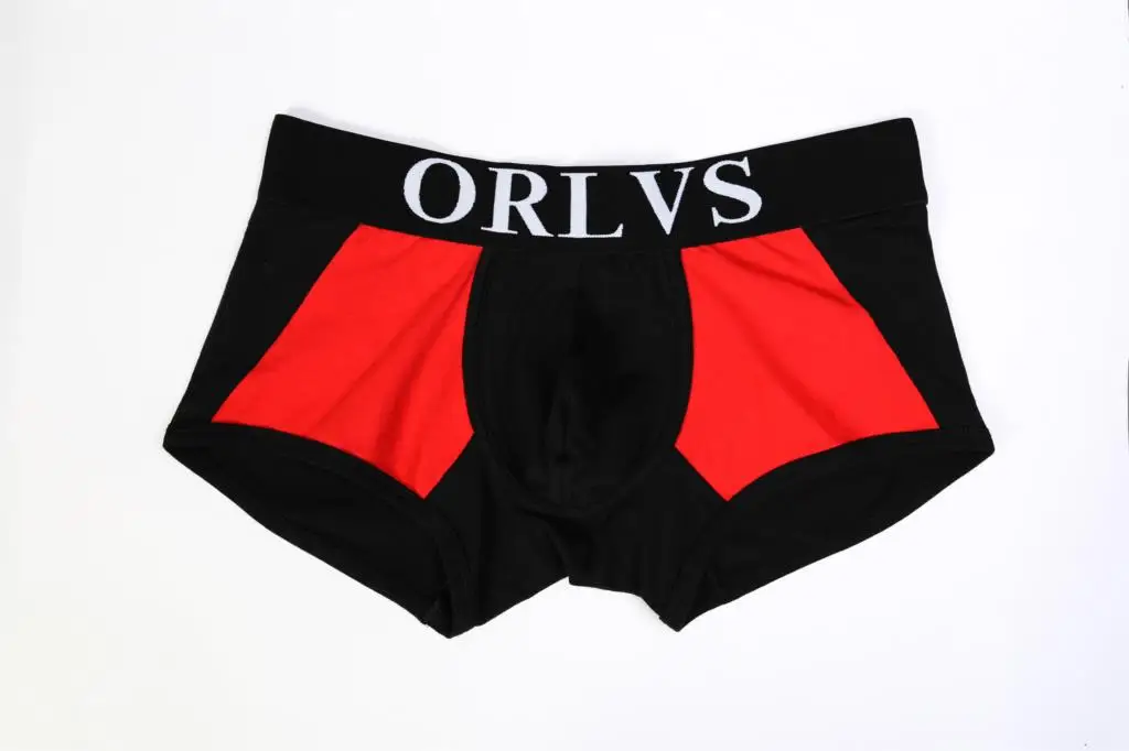 ORLVS мужские боксеры четыре угла Мужское нижнее белье сексуальные хлопковые оптом новые боксеры мужские шорты трусы для геев - Цвет: Черный