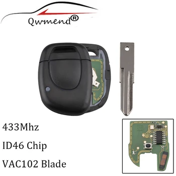 

2pcs*Remote Car key For Renault Master Clio Twingo Kangoo Transponder Chip PCF7946 433MHZ VAC102 Blade Original Keys