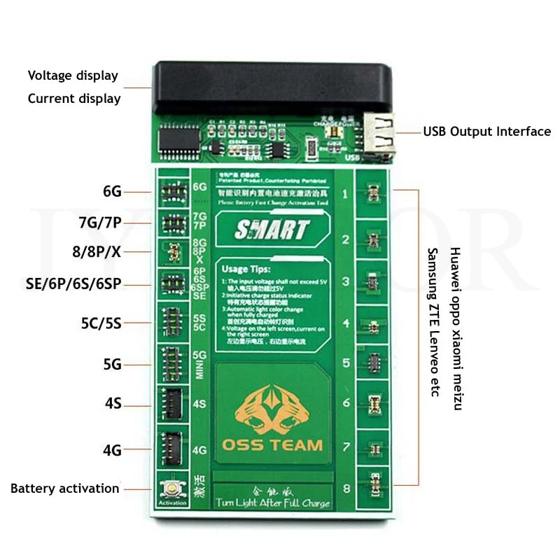 Jyrkior для iphone 8, 8 Plus X XR XS MAX samsung батарея тестер/зарядное устройство активация заряда печатная плата Тестер цифровой дисплей