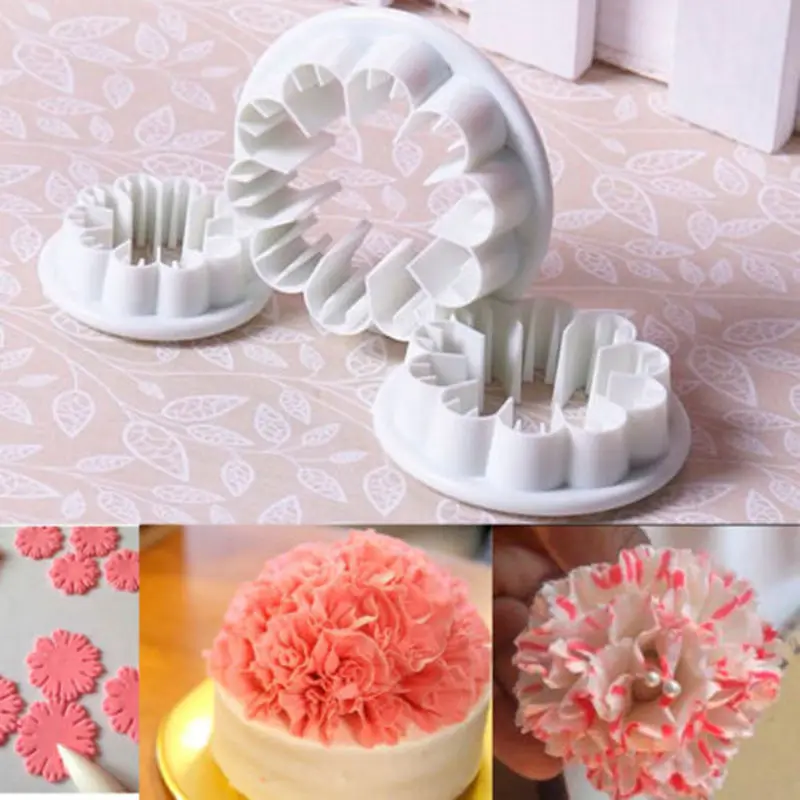 

3 pcs /Set Carnation Flower Cake Mold Plastic DIY Carnation Flower Fondant Cutter Mold Cake Decoration Sugar Craft Tool