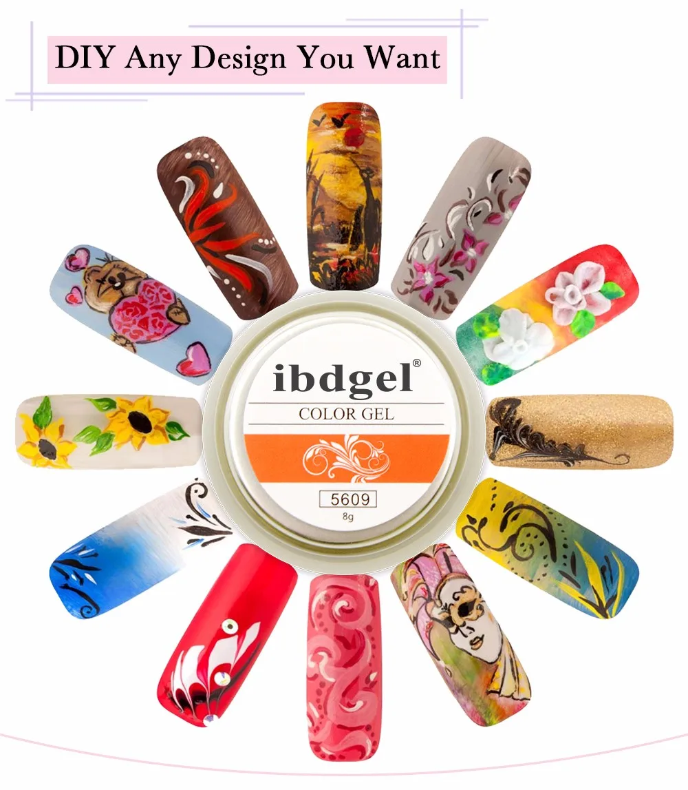 Conjunto de Marcas Unhas de Gel Tinta de Cura Cor de Pintura de Arte Pintura Ibdgel Soak Off Polonês Faça Você Mesmo Desenho uv Led Unha Projeto 3 Pcs Gel 4 Arte Unhas de Gel Polonês DIY Desenho