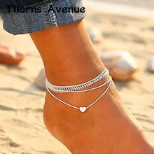 Шипы Avenue(Мама/папа я тебя люблю) Цвет из сплава, в форме сердца Летний пляж Богемия мульти-многослойные ножные браслеты для женские ножные браслеты для Для мужчин