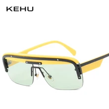 KEHU дизайн женские крупные солнцезащитные очки Брендовые роскошные квадратные солнцезащитные очки в стиле ретро Стиль путешествия UV400 полу-очки без оправы женские KH51