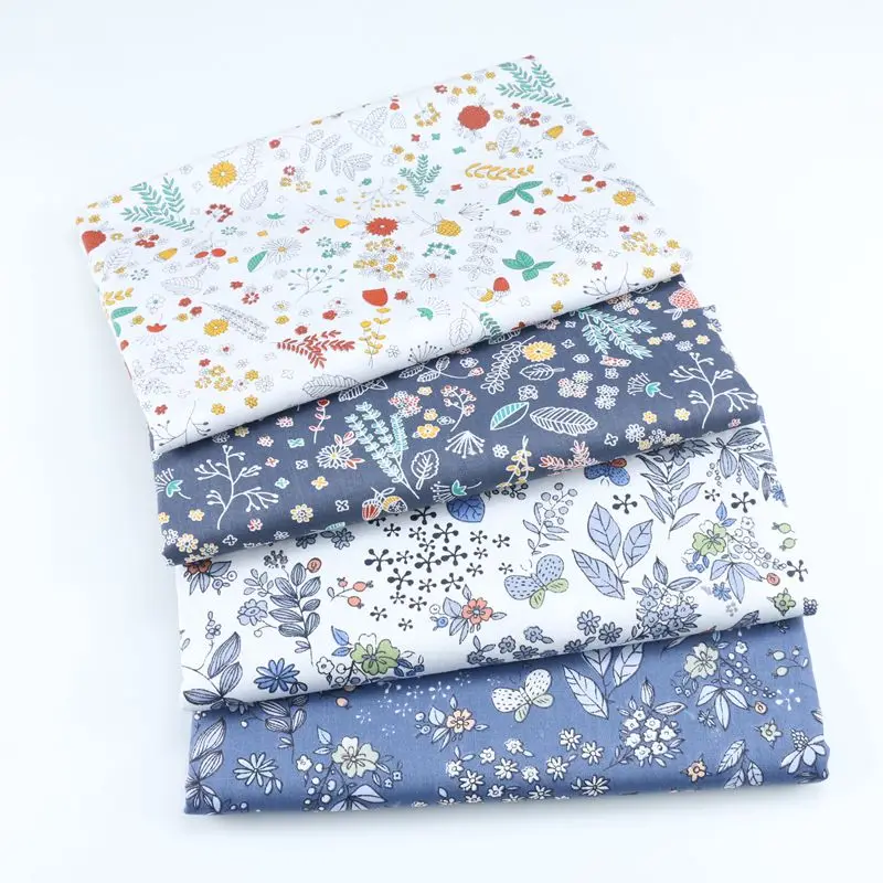 

Navy Floral Printed Twill Cotton Fabric For DIY Patchwork Quilting Tissue Handwork Cloth Sewing Baby Sheets Dress Home Textile