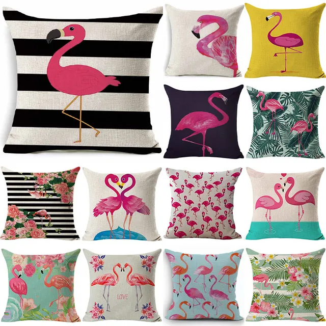 Flamingo Monstera Tropicale di Cotone di Tela Coperte e Plaid Cuscino Fodere per Flamingo Monstera Tropicale di Cotone di Tela Coperte e Plaid Cuscino Fodere per
