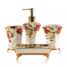 Инкрустированная медная Керамика Европейский Ванная комната туалетные принадлежности 4 шт. набор щетка для ванной зубы чашки LO7251038