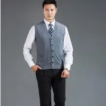 Новая Осенняя мода среднего возраста мужская вязаная жилетка глубокий v-образным вырезом плотная кашемировый свитер