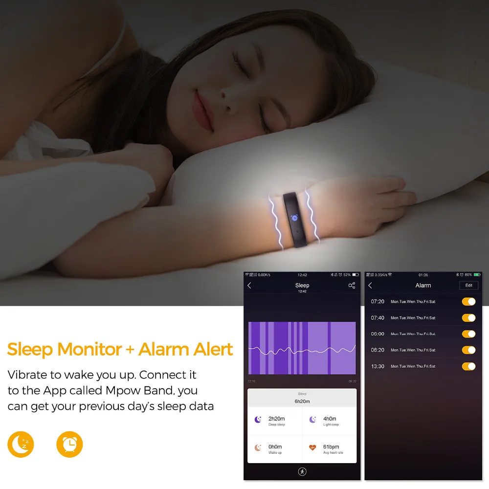 Mpow D9s фитнес-браслет пульсометр/трекер активности монитор сна смарт-браслет будильник для iOS Android IP67 водонепроницаемый