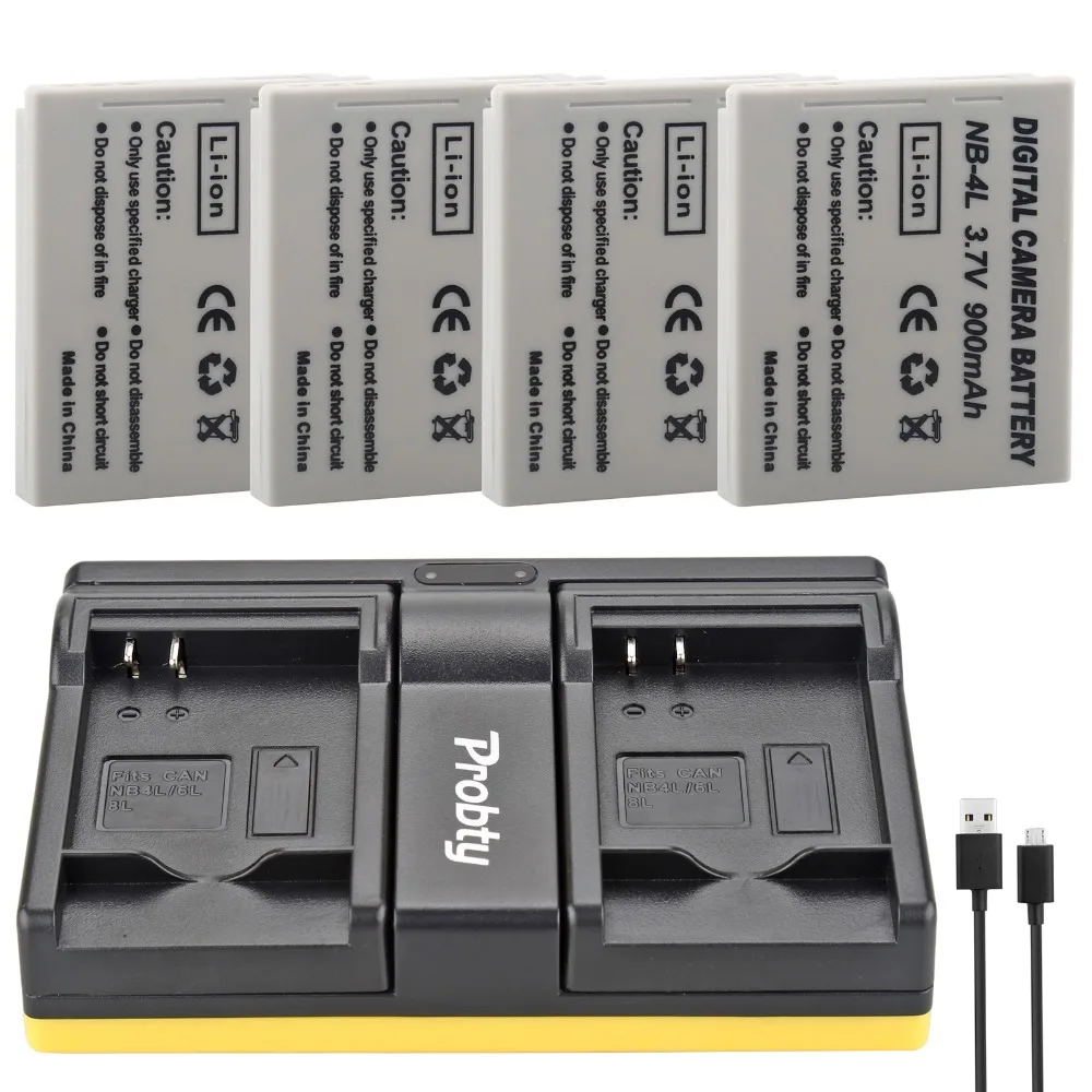 Nb-4L Batteria + Caricabatteria Per Canon Powershot Elph 300 Hs Ixus 220 Sd200 Sd300 Sd400 Sd430 Wireless Sd450 Sd600 Sd630 Sd75