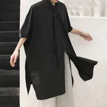 /размер,, лето г., Мужская Новая мода, мужская и женская Свободная Однотонная рубашка с короткими рукавами