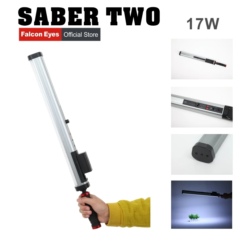

Falcon Eyes Saber Two LED Video Light 22W High CRI 4 Color Temperatures with Dimmable Power Output Handheld LED Light Stick