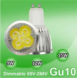 Супер яркий 9 Вт 12 Вт 15 Вт GU10 светодиодные лампы 110 В 220 В dimmable Открытый Прожекторы теплые /холодный белый натуральный белый лампы