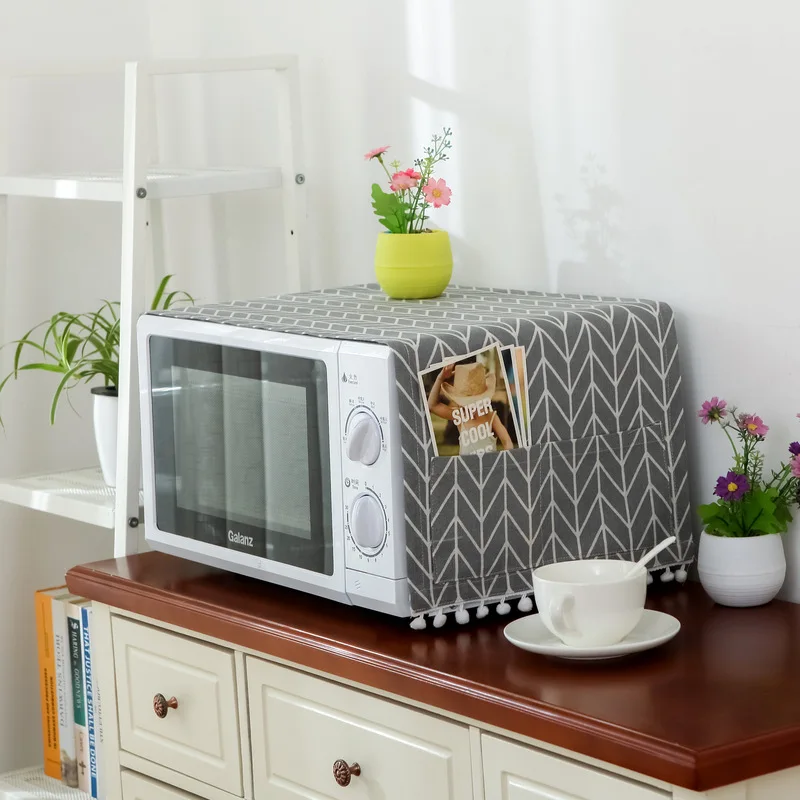 

Simple Microwave Cover Microwave Oven Hood Oil Dust Cover with Storage Bag Kitchen Accessories Supplies Home Decoration