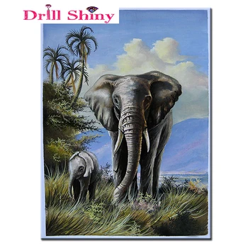 

Drill Shiny Diy Diamond Painting Kits Diamond Embroidery The Elephant Full Rhinestone Cross Stitch Diamond Painting Needlework