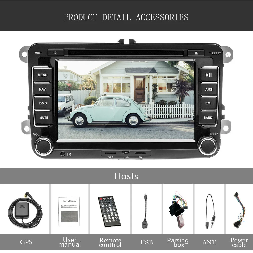 Hikity 2 DIN автомагнитола 7 дюймов Автомобильный DVD gps Радио стерео плеер для Volkswagen MattwayT6 Beetle Scirocco Sharan Kadi Amarok Golf - Цвет: Only player