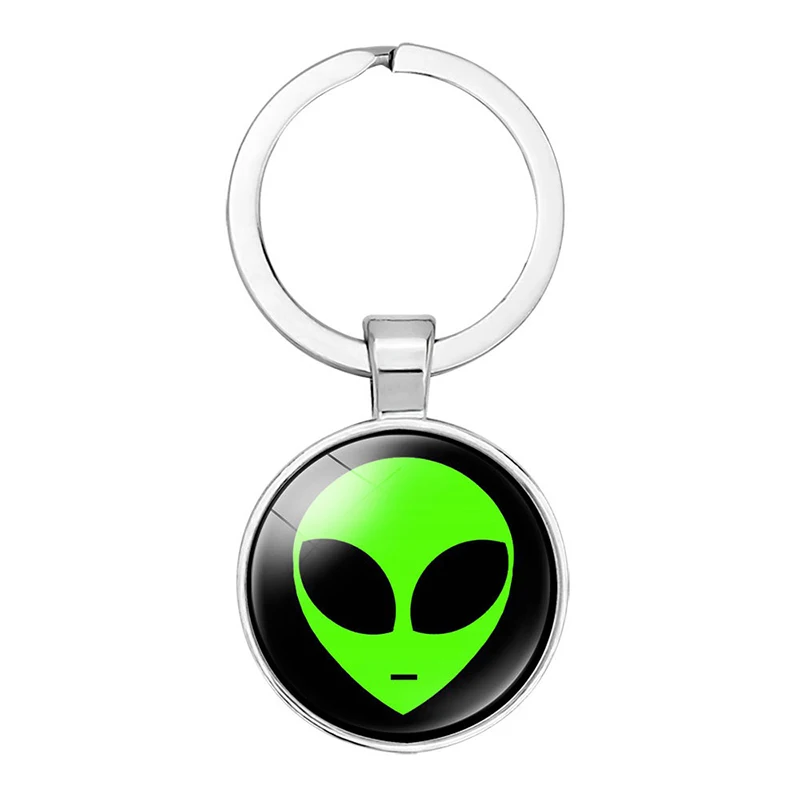 Alien Keychain Souvenirs Glass Cabochon Keyring Cartoon Child Keychain Pendant Gifts