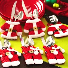 Вилка в рождественском стиле и Ножи посуда орнамент год Новогоднее украшение для декора дома таблицы карман для столовых приборов мешочек Дед Мороз