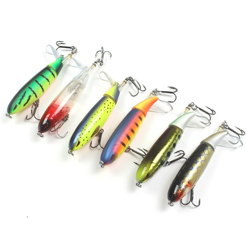 

Whopper Popper 13g 90mm Topwater Wobbler Hard Plastic Fishing Lure Soft Rotating Tail Plopper Fishing Bait Color Random