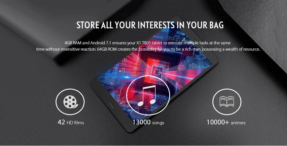 ALLDOCUBE X1 ( T801 ) Dual 4G Deca Core Tablet PC 8.4 inch Android 7.1 Finger Recognition
