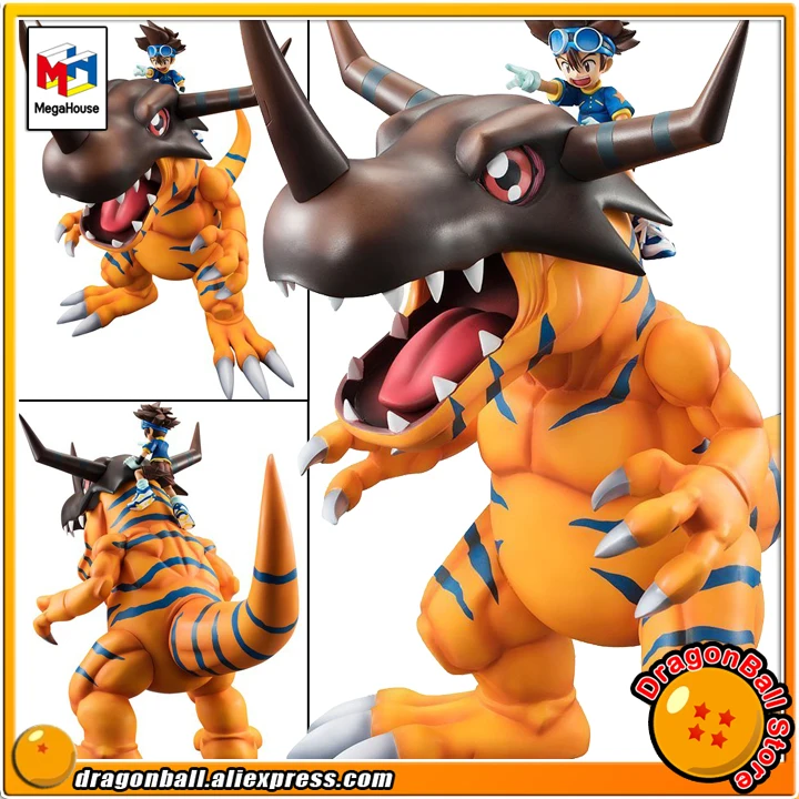 

Japan Anime "Digimon Adventure 3" Original MegaHouse G.E.M. Exclusive Complete Figure - Greymon & Taichi Yagami