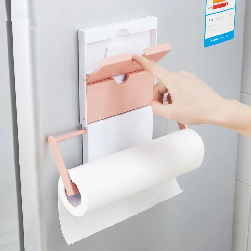 

Adjustable Fridge Magnet Shelf Multilayer cling film storage rack towel holder paper roll for kitchen accessories