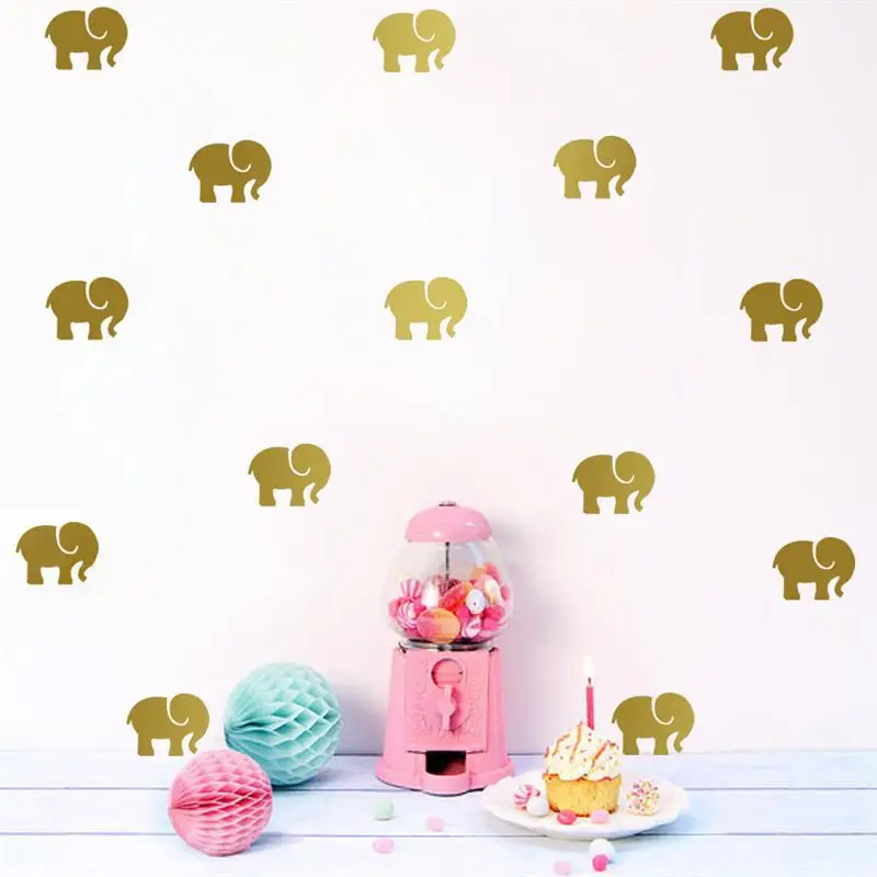 Cartoon Gold Elephants Wall Sticker For Kids Rooms 6.5*8.5cm*9pcs Home Decor Cute Elephants Self