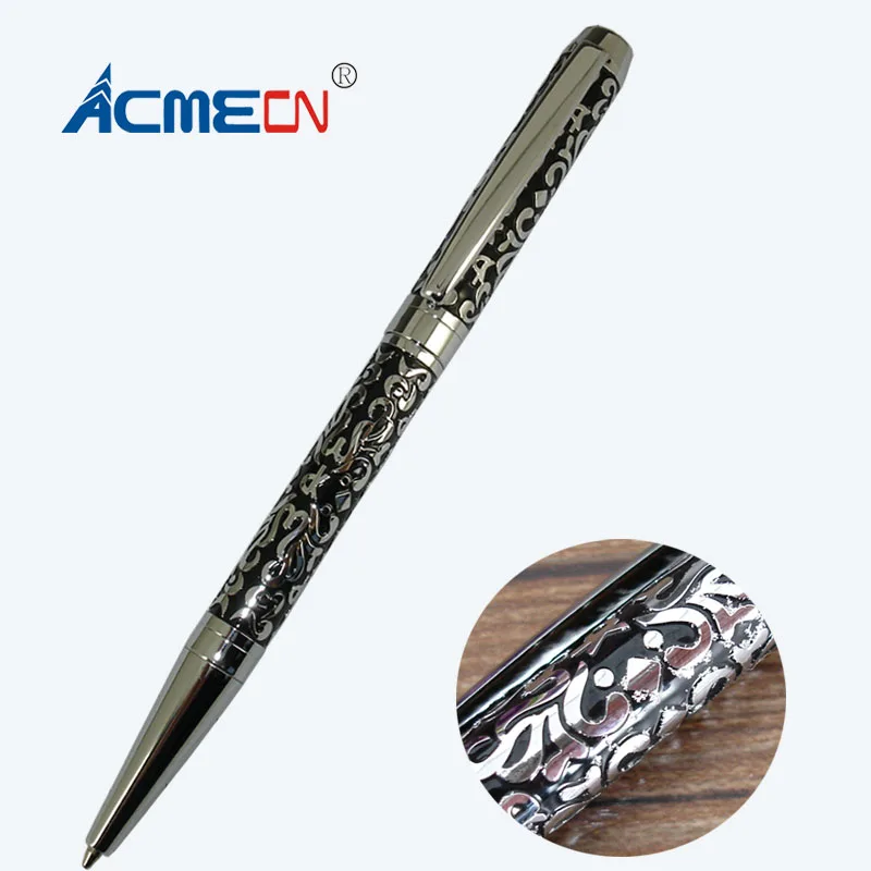 Original Design Embossing Branded Ballpoint Pen Unisex Brass Slim Ball Pens with Custom logo for