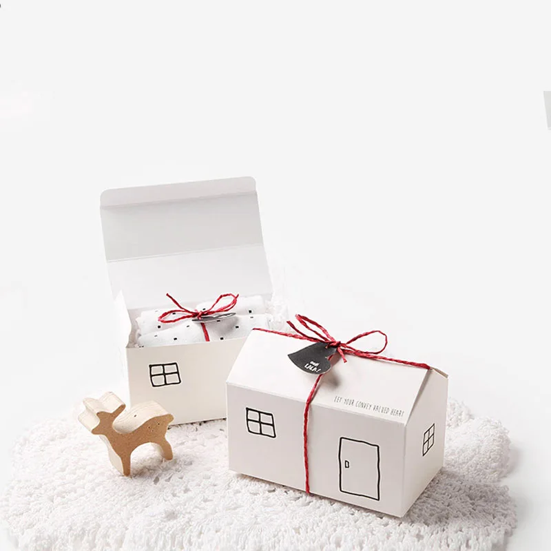 

5pcs Upscale White Caffeine House Candy Bag French Thank You Wedding Favors Gift Box Package Birthday Party Favor Bags