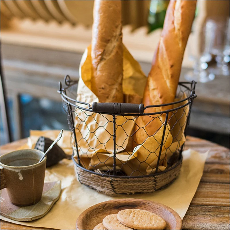 

Metal Storage Basket with Handle Iron ZAKKA Elegant Luxury Desk Storage Organizer Decor Fruit Food Basket for Home Kitchen