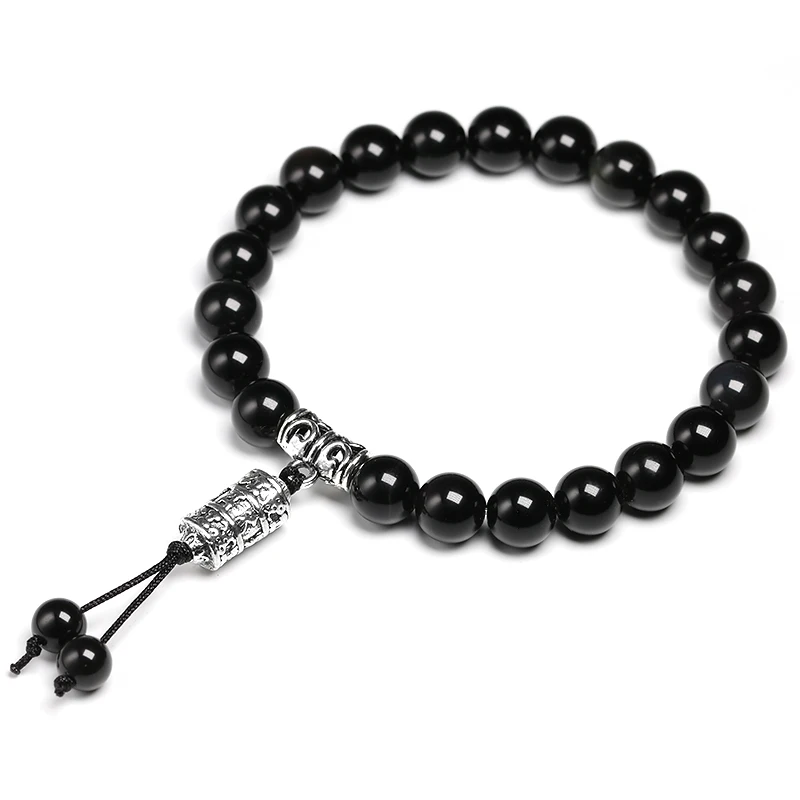 

Natural Color Obsidian Stone Handmade Bead Bracelet Buddha Tibetan Charm Lucky Charm Bracelets & Bangles For Women Men Jewelry