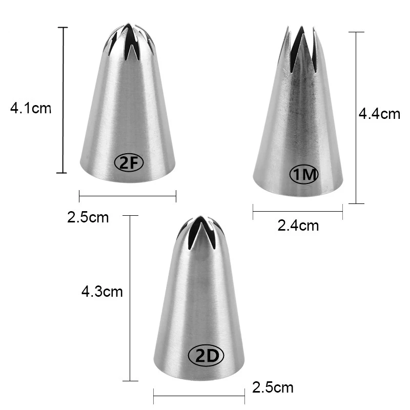 Большая насадка для крема, торта, глазури, Кондитерская насадка из нержавеющей стали, набор для выпечки и помадки, инструмент для украшения кексов