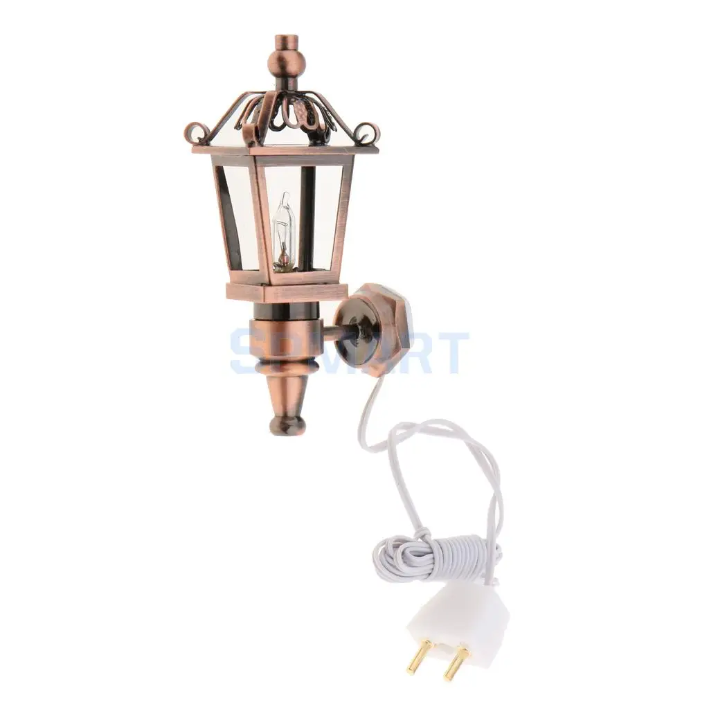 

Metal 1:12 Scale Dollhouse Miniature LED Light Wall Lamp with Wire and Plug Copper Color for 12th Dolls House Accessories