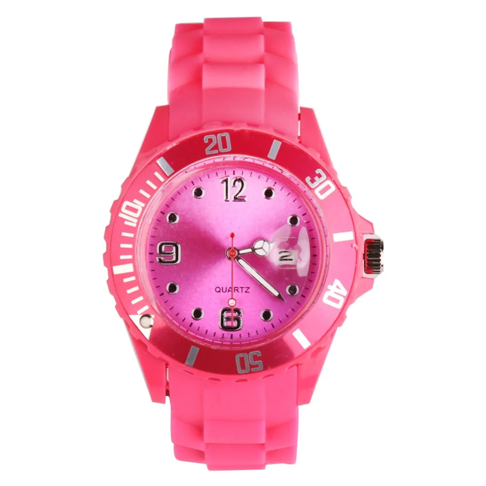 

XG402 New Unisex Women Wristwatch Quartz Watch Silicone Sport Watches Candy Color Reloj Mujer Kol Saat Female Clock Rose Red