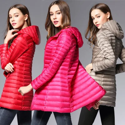 

Newest thin women's down jacket women winter long solid coat filler White duck down woman duck down jacket 8 colors for choose
