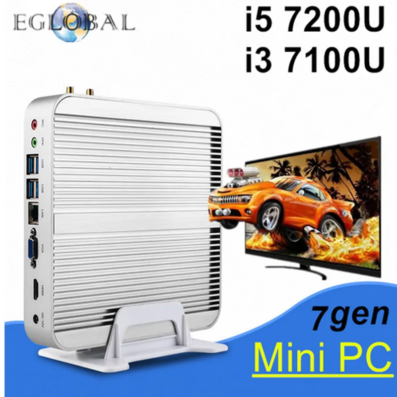 [Core i5 7200U i3 7100U] 7th Gen Kaby Lake Мини ПК Windows 10 Безвентиляторный Компьютер ТВ приставка 4K HD