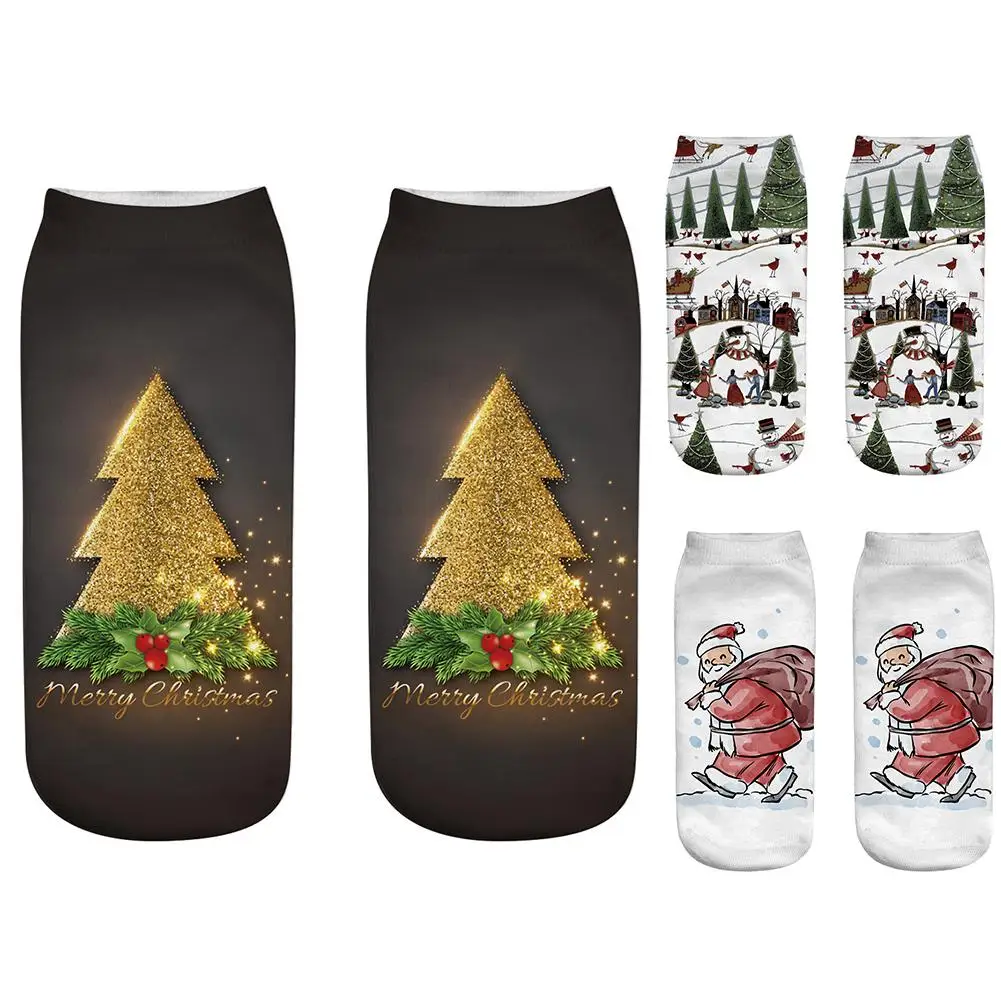 Лидер продаж Рождество носки для девочек для женщин носки 3d подарок на год Kawaii Calcetines Femme обувь забавные короткие