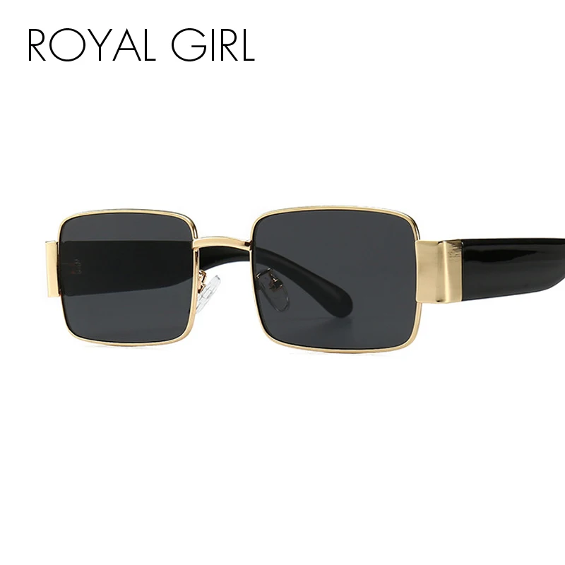 

ROYAL GIRL Womans Square Sunglasses Men Steampunk Ladies Retro Eyewear Metal Small Summer Fashion Accessories Alloy Luxury ss756